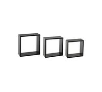 5five - Lot de 3 Étagères Murales Cube Fixy Noir - Fixations Invisibles, Rangement Décoratif - pour Salon, Chambre, Bureau