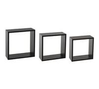 5five - Lot de 3 Étagères Murales Cube Fixy Noir - Fixations Invisibles, Rangement Décoratif - pour Salon, Chambre, Bureau