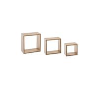 Lot de 3 Étagères Murales ""Cube"" 25cm Naturel
