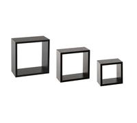 Lot de 3 Étagères Murales ""Cube"" 25cm Noir