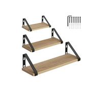 Lot de 3 étagères murales design style industriel Bois clair industriel, Chêne Sonoma