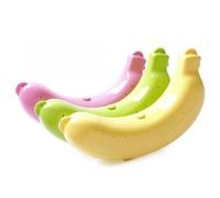 Lot de 3 étuis à bananes sans BPA et boîte de protection, récipient de rangement portable avec trous d'aération, économiseur de fruits pour boîte à déjeuner, voyage, pique-nique, camping (jaune, rose
