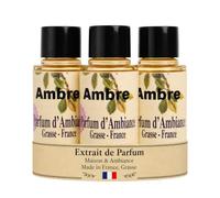 Lot de 3 - Extrait de Parfum d'Ambiance Ambre - Made in France Grasse - Diffuseur Maison Senteur Ambre - 15ml