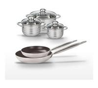 Lot de 3 Faitouts 14/16/24 cm et 2 Poêles 28/32 cm Elo Bistro Line Noir|Gris