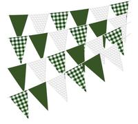 Lot de 3 fanions de fête sur le thème du golf, 36 pièces, vert et blanc, vichy triangulaire, guirlande de fanions pour mariage, anniversaire, fête prénatale, pique-nique, barbecue, extérieur