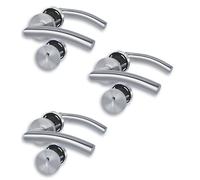 Lot de 3 ferrures de porte à rosace III en acier inoxydable satiné pour 3 portes de chambre avec trou de serrure à garniture, cliprosette Ø 52 mm, poignée de porte, poignée de porte