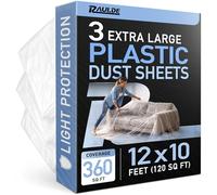 Lot de 3 feuilles anti-poussière en plastique pour décoration - 3,6 x 3 m - Feuilles de poussière en plastique transparent pour meubles et sols - Bâche en polyéthylène - Housse anti-poussière - 3,6 x