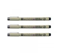 Lot De 3 Feutres Pigma Micron 005 Sakura Pointe Extra Fine 0.20mm Noir