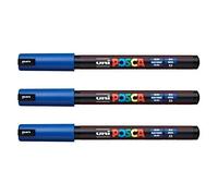 Lot de 3 feutres Posca PC-1MR Uni-Ball, disponible dans une gamme de 16 couleurs bleu