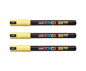Lot de 3 feutres Posca PC-1MR Uni-Ball, disponible dans une gamme de 16 couleurs jaune