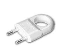 Lot de 3 fiches Euro blanches - Fiche avec anneau de préhension et bornes à vis - Pour câble plat 2 x 0,75 mm² - 250 V / 10 A