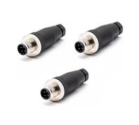 Lot de 3 fiches M12 4 Broches M12 4 Broches Fiche Aviation 4 Broches A Code Câble capteur Fiche filetée Connecteur Rond IP67 étanche Connecteur Rond Industriel pour l'extérieur (Mâles)