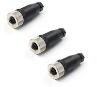Lot de 3 fiches M12 4 Broches M12 4 Broches Fiche Aviation 4 Broches A Code Câble capteur Fiche filetée Connecteur Rond IP67 étanche Connecteur Rond Industriel pour l'extérieur (Femelle)