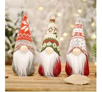Lot de 3 figurines de lutin de Noël en forme de lutin de Père Noël gnome de Noël Petit nain de Noël scandinave fait main en peluche