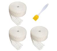 Lot de 3 filets de barbecue à 16 trous, 1 brosse à barbecue, filet élastique, filet de jambon blanc, filet de reliure pour rouleaux de viande, utilisé pour griller, jambon, rouleaux de viande (un