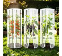 Lot de 3 filets de protection pour légumes - Filet de protection contre les insectes - Rond - 1,5 m x 46 cm - Avec fermeture éclair et cordon de serrage - Matériau polyéthylène - Maille fine 60