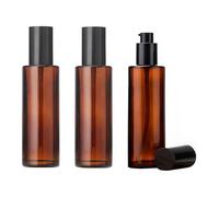 Lot de 3 flacons à pompe en verre ambré rechargeables de 60 ml pour crème de voyage, lotion de voyage, mini distributeur de savon, récipient cosmétique pour émulsion, essence, fond de teint liquide