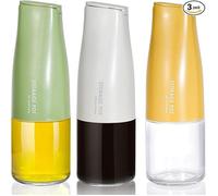 Lot de 3 flacons distributeurs d'huile d'olive en verre, 500 ml (17 oz), pour huile et vinaigre de cuisine, avec bec verseur