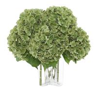 Lot de 3 fleurs d'hortensia artificielles pour mariage, décoration | Bouquet de fleurs d'hortensia artificielles vert citron au toucher réaliste pour fêtes, décoration de bureau