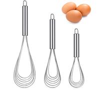 Lot de 3 fouets plats en acier inoxydable 20,3 cm, 25,4 cm et 29,1 cm Fouet plat en acier inoxydable 6 fils Fouet à œufs pour la cuisine, mélanger, battre et mélanger