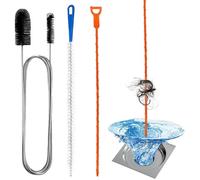 Lot de 3 : furet déboucheur flexible + brosse nettoyage professionnelle pour évier, douche, baignoire et WC.