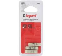 Legrand Cartouches fusibles 0 929 22 – avec témoin – 10 A – 8,5x31,5 mm – Lot de 3