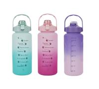 Lot de 3 Gourdes 2L Motivation Etanches et Graduées avec Sangle - Rose Bleu Violet