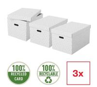 Lot de 3 grandes boîtes en carton élégantes Home L - Blanc