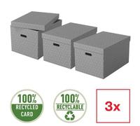 Lot de 3 grandes boîtes en carton élégantes Home L - Gris