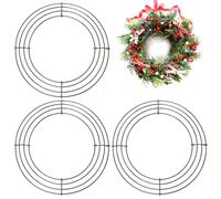 Lot de 3 grands anneaux de couronne de Noël en fil métallique de 35,6 cm - Cadre de couronne de Noël - Pour Thanksgiving, Halloween, mariage, Noël