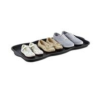 Lot de 3 Grands bacs à Chaussures en Plastique pour 6 Chaussures, profilé Anti-saleté, H x l x P : 3 x 75 x 38 cm, Noir