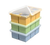 Lot de 3 grands bacs à glaçons en silicone de 5 cm avec couvercle amovible - Qualité alimentaire et polyvalent pour jus, soupe, whisky, cocktails - Idéal pour réfrigérateur et congélateur