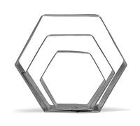 Lot de 3 grands emporte-pièces hexagonaux en acier inoxydable 12,7 cm, 10,2 cm, 7,6 cm
