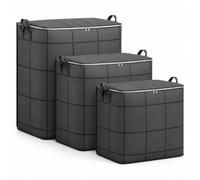 Lot de 3 grands sacs de rangement de 110/140/180 L, sacs de rangement pliables anti-poussière avec fermetures éclair, poignées renforcées, fermeture éclair, pour ranger les couettes, oreillers et