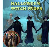 Lot de 3 guirlandes lumineuses d'Halloween « Sorcières et fantômes » - Éclairage d'extérieur et accessoires d'horreur « Sorcières » - Grande décoration fantôme squelette