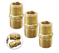 Lot de 3 hexagonaux en laiton de 27 mm de long pour filetage mâle | Connecteur mâle vers mâle, convient aux compresseurs d'air, tuyaux d'eau, conduites d'huile, sécurisé contre les fuites pour