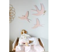Lot de 3 hirondelles murales rose clair uni TU