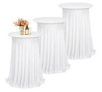 Lot de 3 Housse Mange Debout Blanche 80x110cm, Nappe Mange Debout pour Table Haute avec Jupe Ø80-85 cm, 80*110cm-lot de 3