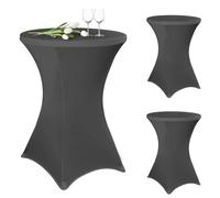 Lot de 3 Housses de Table Haute 80 cm - Gris Foncé - Pour Tables de Bistro 80-85 cm de Diamètre - Avec Poches pour Pieds - Pour Mariage, Fête d'Anniversaire, Banquet