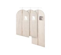 Lot de 3 housses de vêtement Nancy - 2 courtes et 1 longue - Beige clair