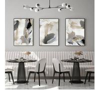 Lot de 3 images Affiche Peinture abstraite à l'encre noire grise décoratives modernes,art abstrait, sans cadre, 40x60cm