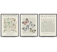 Lot de 3 impressions d'art mural Matisse vert sauge - Affiches danoises esthétiques - Photos d'exposition vintage pour chambre à coucher - Sans cadre (30 x 40 cm)