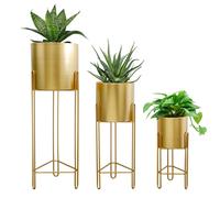 Lot de 3 jardinières avec supports, pots de fleurs modernes pour plantes d'intérieur, de 73, 55 et 30 cm de hauteur, adaptés à une utilisation en extérieur dans le salon, la cuisine, le bureau, le jar