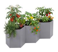 Lot De 3 Jardinières Sur Pied Hwc-P64, Jardinières Métalliques Sur Pied Pour Légumes/Plantes, Bacs À Fleurs, Pots De Fleurs En Acier 77 X 264 X 100 Cm Gris Gris