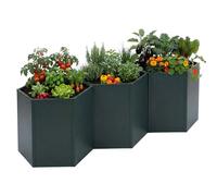 Lot De 3 Jardinières Sur Pied Hwc-P64, Jardinières Métalliques Sur Pied Pour Légumes/Plantes, Bacs À Fleurs, Pots De Fleurs En Acier 77 X 264 X 100 Cm Vert Vert