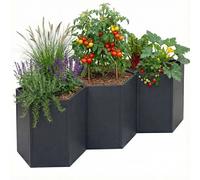 Lot De 3 Jardinières Sur Pied Hwc-P64, Jardinières Sur Pied En Métal Pour Légumes/Plantes, Bacs À Fleurs, Pots De Fleurs En Acier 77 X 264 X 100 Cm Anthracite Gris
