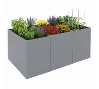 Lot De 3 Jardinières Sur Pied Hwc-P64, Jardinières Sur Pied En Métal Pour Légumes/Plantes, Bacs À Fleurs, Pots De Fleurs En Acier 77 X 150 X 100 Cm Gris Gris