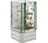 Lot de 3 jardinières surélevées avec couvercle en plastique et treillis pour le jardin