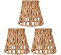 Lot de 3 jour abatt-jour en rotin style bohème cylindriques tissés à la main pour lampadaires suspensions et appliques murales