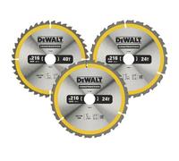 DEWALT Lames de scie circulaire DT1962-QZ Ø 216 mm Carbure Construction – Lot de 3